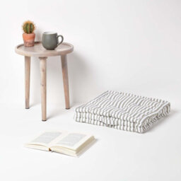 Homescapes Cotton Light Grey Thin Stripe Floor Cushion, 40 X 40 Cm - thumbnail 2