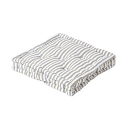 Homescapes Cotton Light Grey Thin Stripe Floor Cushion, 40 X 40 Cm - thumbnail 1