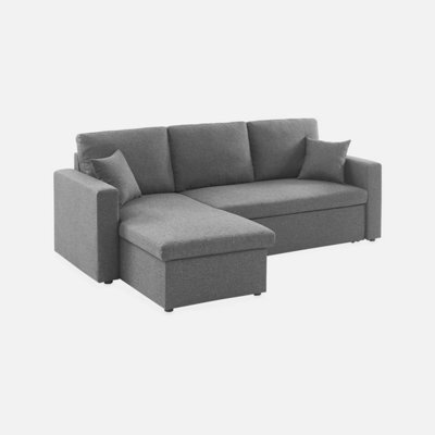 Sweeek - 3-Seater Reversible Corner Sofa Bed With Storage Ida Grey 219X84X68 Cm - image 1