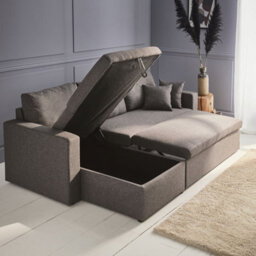 Sweeek - 3-Seater Reversible Corner Sofa Bed With Storage Ida Grey 219X84X68 Cm - thumbnail 4