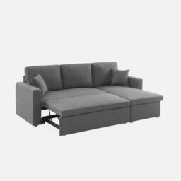 Sweeek - 3-Seater Reversible Corner Sofa Bed With Storage Ida Grey 219X84X68 Cm - thumbnail 7