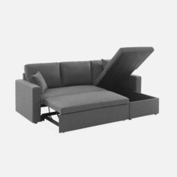 Sweeek - 3-Seater Reversible Corner Sofa Bed With Storage Ida Grey 219X84X68 Cm - thumbnail 6