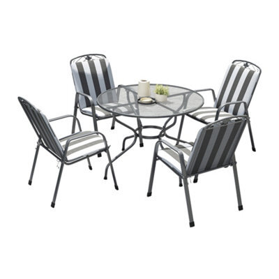 Pacific Lifestyle Savoy 4 Seater Mesh Metal Round Dining Set With Cushions - image 1