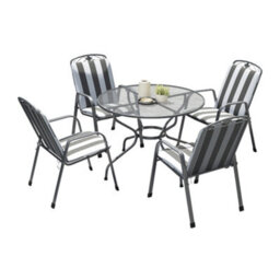 Pacific Lifestyle Savoy 4 Seater Mesh Metal Round Dining Set With Cushions - thumbnail 1