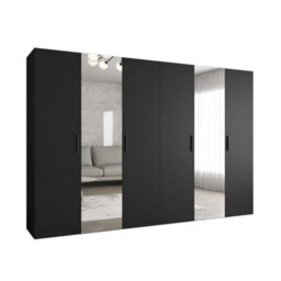 Arte Bari Ii Hinged Door Wardrobe 300Cm In Black - Dramatic, Mirrored Storage For The Modern Trendsetter - thumbnail 2