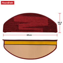 Floordirekt Via Veneto Self Adhesive Edged Velour Stair Tread Mat For Indoor Stairs Semicircular Red 23.5 X 65 Cm - thumbnail 2