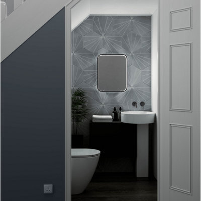 Sensio Aspect Matt Black Rectangular Wall-Mounted Bathroom Illuminated Contemporary Illuminated Mirror (H)50Cm (W)39Cm - image 1