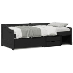 Berkfield Day Bed With 3 Drawers Without Mattress Irun Black 90X200 Cm - thumbnail 1