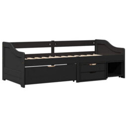Berkfield Day Bed With 3 Drawers Without Mattress Irun Black 90X200 Cm - thumbnail 2
