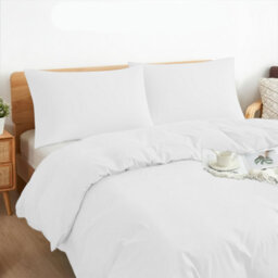 Aspire Homeware Plain Duvet Cover Set Soft Microfibre, White, Super King (L)220Cm X (W)260Cm - thumbnail 2
