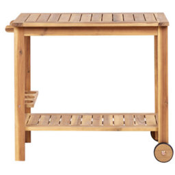 Wyld And Coco Arborlux Garden Serving Cart 47 X 90 Cm Acacia 2-Tier Wheeled Trolley - thumbnail 1