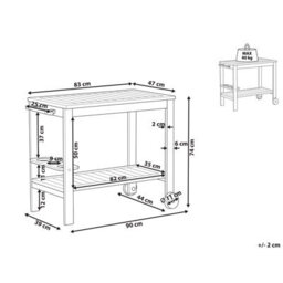 Wyld And Coco Arborlux Garden Serving Cart 47 X 90 Cm Acacia 2-Tier Wheeled Trolley - thumbnail 5