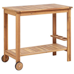 Wyld And Coco Arborlux Garden Serving Cart 47 X 90 Cm Acacia 2-Tier Wheeled Trolley - thumbnail 4