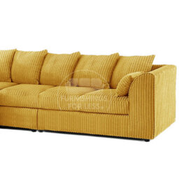 Furnishings For Less UK Luxor Mustard Jumbo Cord Large 5 Seater Corner Sofa Long Left Hand Facing - thumbnail 4