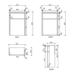 Royal Bathrooms Livora 555mm Natural Oak Btw Wc Unit With Breeze Rimless Toilet Pan & Seat, Cistern - thumbnail 9