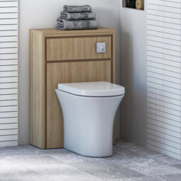 Royal Bathrooms Livora 555mm Natural Oak Btw Wc Unit With Breeze Rimless Toilet Pan & Seat, Cistern