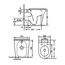 Royal Bathrooms Livora 555mm Natural Oak Btw Wc Unit With Breeze Rimless Toilet Pan & Seat, Cistern - thumbnail 7