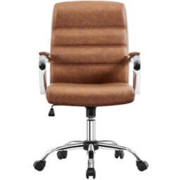 Yaheetech Height Adjustable Pu Leather Office Chair With Armrests - Retro Brown