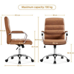 Yaheetech Height Adjustable Pu Leather Office Chair With Armrests - Retro Brown - thumbnail 3