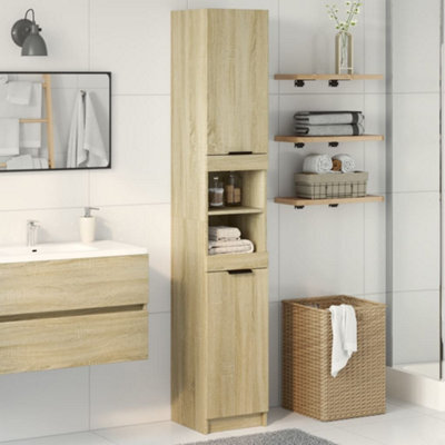 Berkfield Bathroom Cabinet Sonoma Oak 32X34X188.5 Cm Engineered Wood - image 1