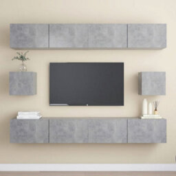 Berkfield 6 Piece Tv Cabinet Set Concrete Grey Engineered Wood - thumbnail 1