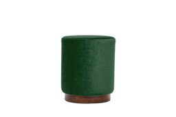 Nordlys Green Velvet Pouf With Wooden Base Vintage Style Living Room - thumbnail 4