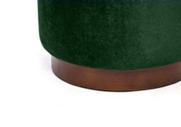 Nordlys Green Velvet Pouf With Wooden Base Vintage Style Living Room - thumbnail 7