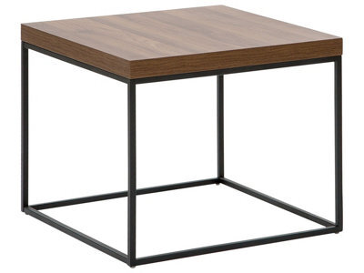 Beliani Aurora Industrial Side Table, Dark Brown Veneer Top, Black Legs, 60 X 60 Cm - image 1