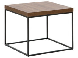 Beliani Aurora Industrial Side Table, Dark Brown Veneer Top, Black Legs, 60 X 60 Cm - thumbnail 1