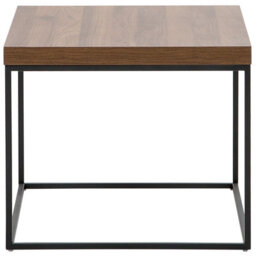 Beliani Aurora Industrial Side Table, Dark Brown Veneer Top, Black Legs, 60 X 60 Cm - thumbnail 3