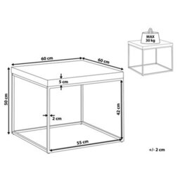 Beliani Aurora Industrial Side Table, Dark Brown Veneer Top, Black Legs, 60 X 60 Cm - thumbnail 4