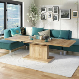 Heze Furniture Astrid 70 - 2 In 1 Extending Coffee / Dining Table - Gold Craft Oak