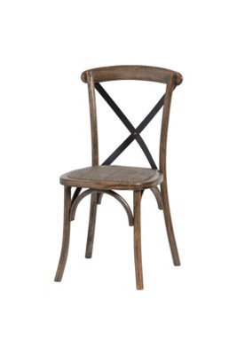 Cross Back Elm Metal Dining Chair With Rush Seat Durable, Stylish - image 1