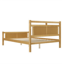 Abrihome 4Ft6 Double Wooden Bed (135X190Cm) In Natural Wood Finish With Rattan Headboard - thumbnail 9