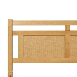 Abrihome 4Ft6 Double Wooden Bed (135X190Cm) In Natural Wood Finish With Rattan Headboard - thumbnail 5