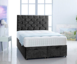 Comfy Deluxe Black Naples Foot Lift Ottoman Bed With Memory Spring Mattress And Headboard 3Ft Single - thumbnail 1
