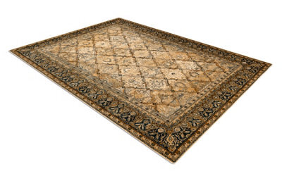 RugsX Wool Carpet Omega Grenada Frame, Diamonds, Oriental - Cognac 135X200 Cm - image 1