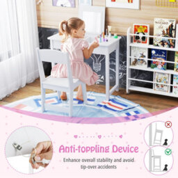 Costway Kids Vanity Set 2 In 1 Vanity Table & Chair Set W/ Flip Top Mirror-White - thumbnail 6