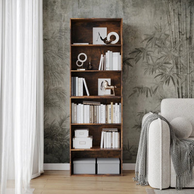 Urbn-Living Wide 6 Tier Book Shelf Deep Bookcase Storage Cabinet Display Dining Living Room - image 1