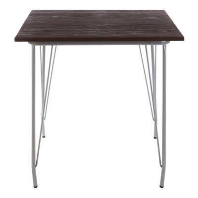 Orsina Versatile Grey Metal And Elm Wood Table, Large Square Table, Sturdy Outdoor Dining Table For Lawn, Patio - image 1
