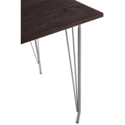 Orsina Versatile Grey Metal And Elm Wood Table, Large Square Table, Sturdy Outdoor Dining Table For Lawn, Patio - thumbnail 4