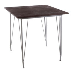 Orsina Versatile Grey Metal And Elm Wood Table, Large Square Table, Sturdy Outdoor Dining Table For Lawn, Patio - thumbnail 2