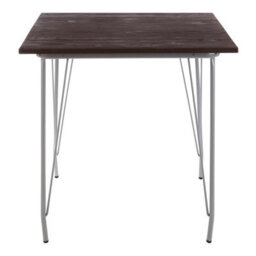 Orsina Versatile Grey Metal And Elm Wood Table, Large Square Table, Sturdy Outdoor Dining Table For Lawn, Patio - thumbnail 1