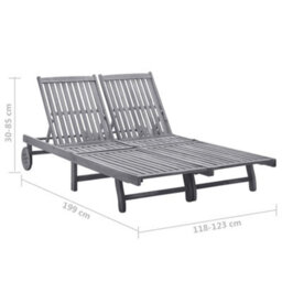 Walplus 2-Person Sun Lounger Solid Acacia Wood - thumbnail 8