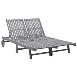Walplus 2-Person Sun Lounger Solid Acacia Wood