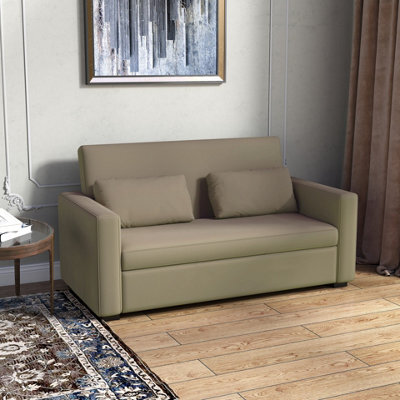 Ravena 2 Seater Stylish Sofabed With Pull-Out Design, High Level Comfort, Matching Cushions & Durable Fabric Comes In Beige
