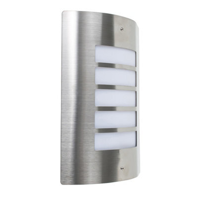 Valuelights Medlock Stainless Steel And Frosted Lens Ip44 Rated Outdoor Wall Mounted Security Light - image 1
