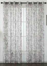 "Curtains at Home Pair Exotic Bird Blossom Design Eyelet Ring Top White Voile Panels - 54"" (137Cm) Drop" - thumbnail 3