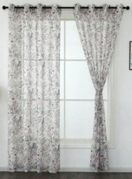 "Curtains at Home Pair Exotic Bird Blossom Design Eyelet Ring Top White Voile Panels - 54"" (137Cm) Drop" - thumbnail 5