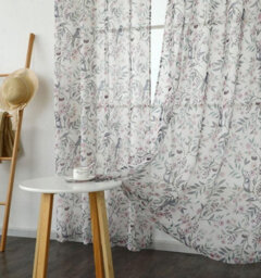 "Curtains at Home Pair Exotic Bird Blossom Design Eyelet Ring Top White Voile Panels - 54"" (137Cm) Drop" - thumbnail 4